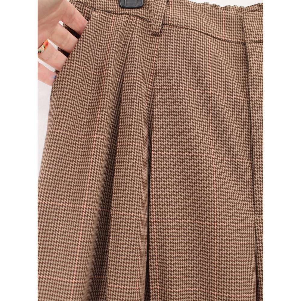 Maeve Anthropologie Avery Pleated Wide Leg Houndstooth Pants size L Tall - Picture 4 of 10